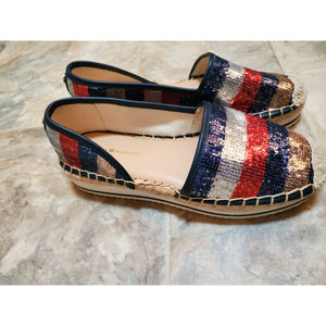 Tommy Hilfiger Red White Blue Patriotic Sparkle Sequin Shoes Women's Size 5